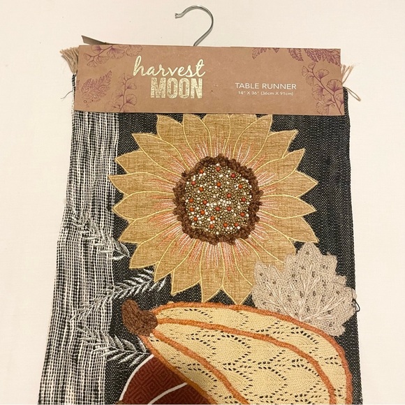 Harvest Moon Table Runner Decor with Sunflower and Pumpkin Design - Picture 2 of 16